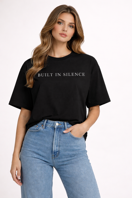 BUILT IN SILENCE – Black Oversized T-Shirt (Limited Drop)