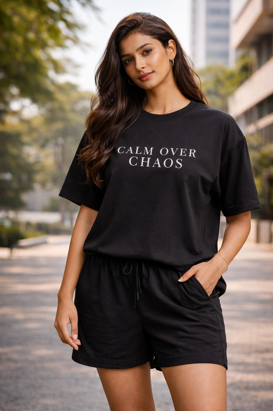CALM OVER CHAOS – Black Oversized T-Shirt (Limited Drop)
