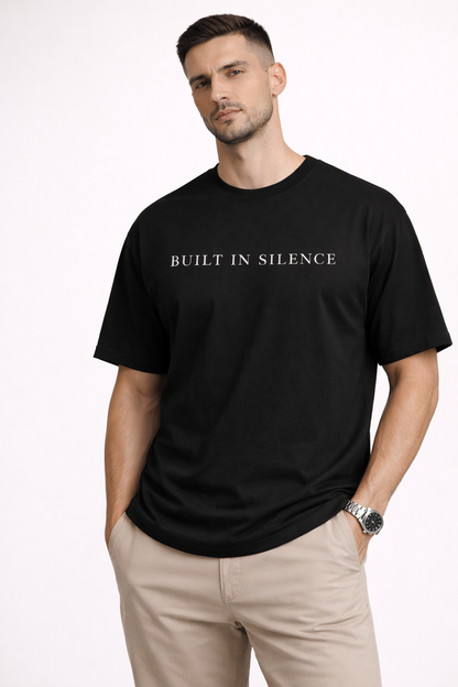 BUILT IN SILENCE – Black Oversized T-Shirt (Limited Drop)